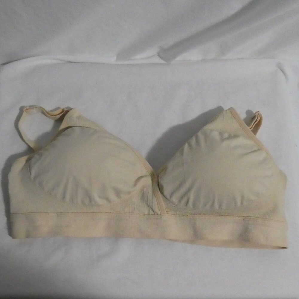 Ribbed Beige Padded Bra | No Wire Support | XXL